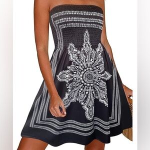 Boho bandana strapless cover up dress